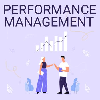 Text showing inspiration Performance Management, Business overview ongoing process of communication that occurs all year Illustration Of Partners Sharing Wonderful Ideas For Skill Improvement.