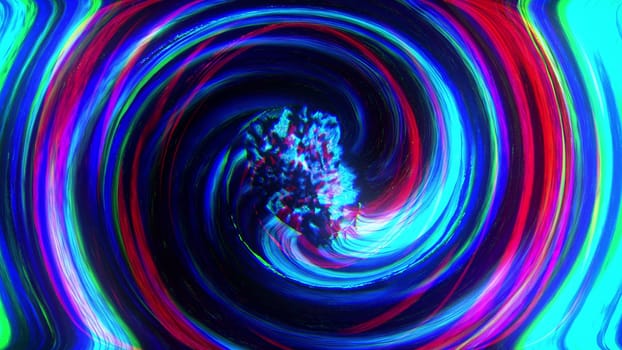 Vivid swirls with 3d render swirls and circular chaotic blurs. Holographic abstractionism with digital distortion. Waves of energy in flaming dance and optical illusionary gradient.