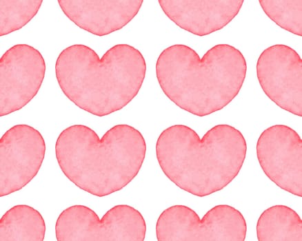 Seamless pattern with water color hearts. Hand drawn abstract art. Design element for Valentine's Day, wedding, baby shower, birthday card, scrapbooking etc. Vector illustration