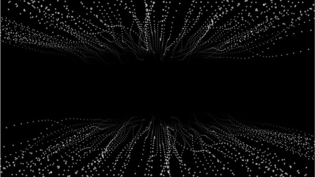 Abstract futuristic flow dots. Intertwining web, a network of ropes, an unusual geometric black and white vector pattern