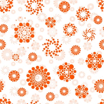 Abstract suns seamless circles design pattern unusual. Vector isolated repeatable round shapes background. Universe futuristic metaball dots wallpaper