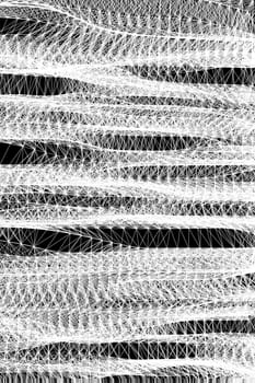 Abstract futuristic lines and dots grid. Intertwining web, a network of ropes, an unusual geometric black and white vector pattern
