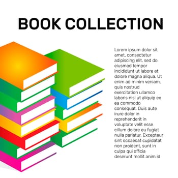 Isolated colorful books collection vector logo. School logotype. Education symbol. Studying element. Literature illustration. University emblem. Reading sign.