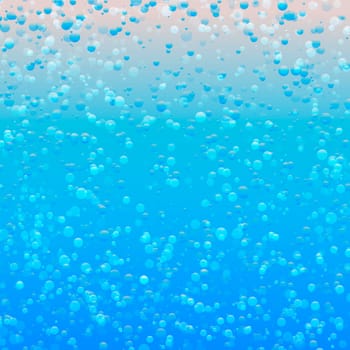 Blue color abstract water bubbles background. Fizzy water backdrop. Rain drops texture