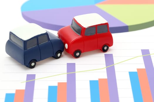 toy cars crash accident and color chart printed documents