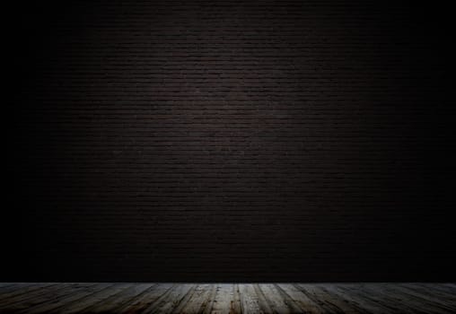 Empty room with dark concrete wall and wooden floor