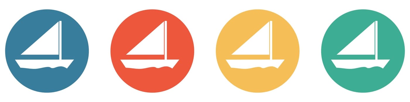 4 colorful Buttons blue, red, orange and green showing: Sailing Boat or Yacht Club