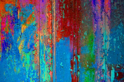 Very old wooden wall with weathered colors - Colorful background