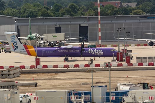 Dusseldorf, Nrw, Germany - June 18, 2019:.Flybe plane takes off from Dusseldorf International Airport
