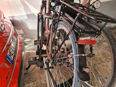Heiligenhaus, Nrw, Germany - June 13, 2020:.Bikes Loaded on the Back of a Car