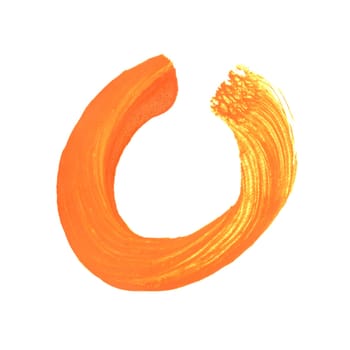 Hand drawn paintbrush circle made with yellow orange color