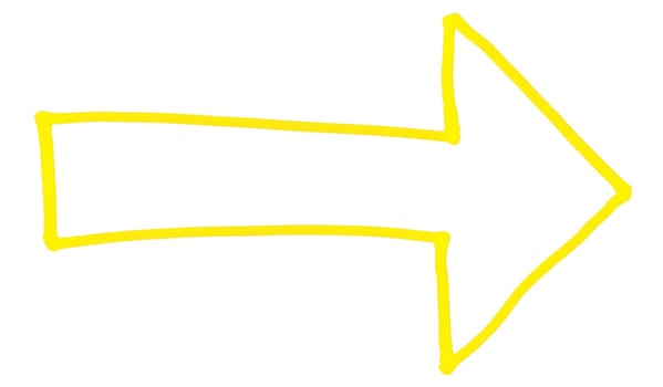 Hand painted arrow with yellow color