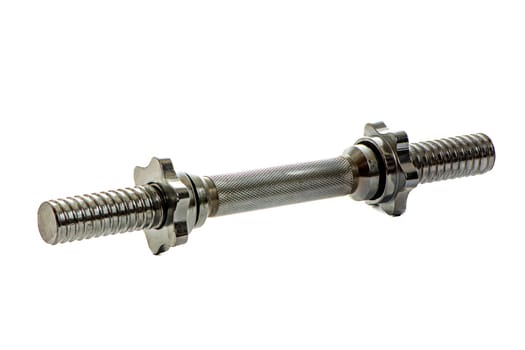 metal neck for dumbbells in disassembled form on a white isolated background. High quality photo