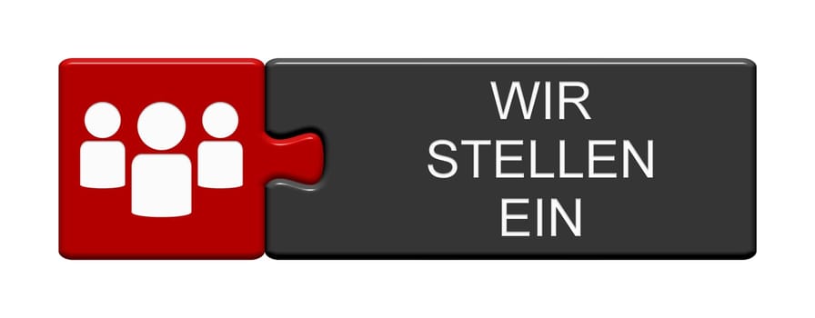 Puzzle Button red grey showing We are hiring in german language