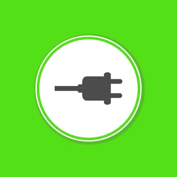 Green background banner with Electricity icon in white circle - Plug and Cable