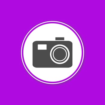Purple background banner with Camera icon in white circle - Photography