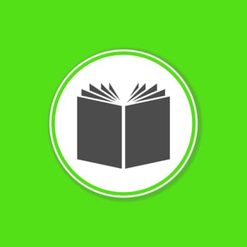 Green background banner with Book icon in white circle - Read