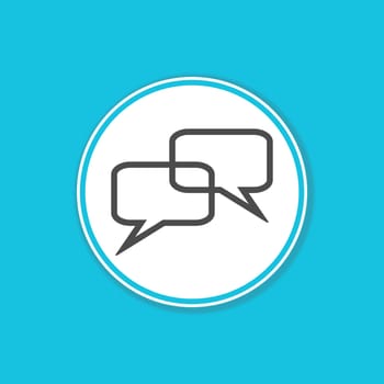 Blue background banner with Speech Bubble icon in white circle - Communication