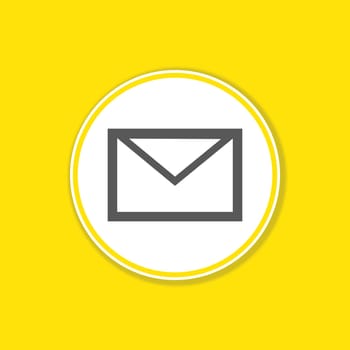 Yellow background banner with Envelope icon in white circle - Contact and Newsletter