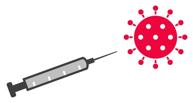 Coronavirus Symbol and syringe icon - Covid-19 Vaccination