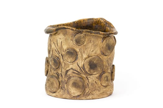 clay pot on white background - handmade pottery