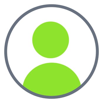 Account icon in grey circle - Green Person symbol