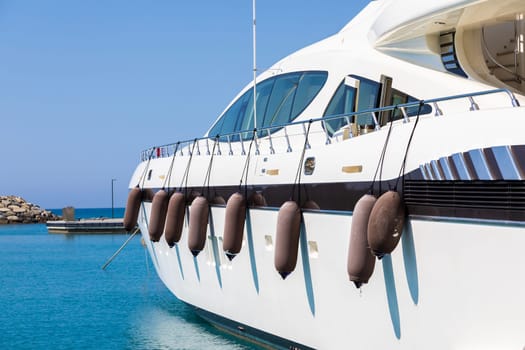 Ventimiglia, Italy - Circa August 2021: yacht in Cala del Forte, an is an exquisite, brand new, state-of-the-art marina located in Ventimiglia, Italy, only 15 minutes from the Principality of Monaco