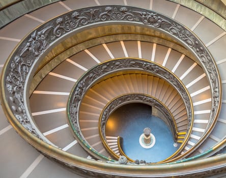 ROME, ITALY - CIRCA SEPTEMBER 2020: the famous spiral staircase with double helix. Vatican Museum, made by Giuseppe Momo in 1932