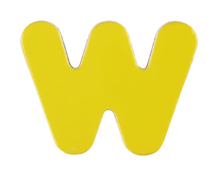 A lower case w magnetic letter on white with clipping path
