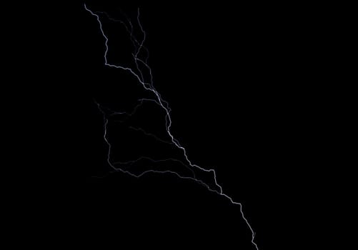 Lightnings, thunderbolt strikes during storm at night.