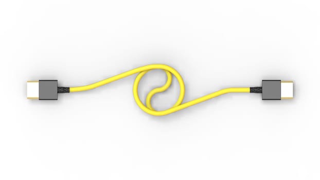 3d rendering of USB cable ICON isolated with clear background
