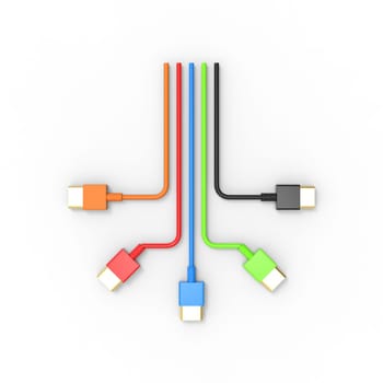 3d rendering of USB cable ICON isolated with clear background