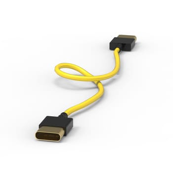 3d rendering of USB cable ICON isolated with clear background