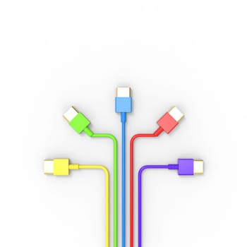 3d rendering of USB cable ICON isolated with clear background