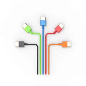 3d rendering of USB cable ICON isolated with clear background