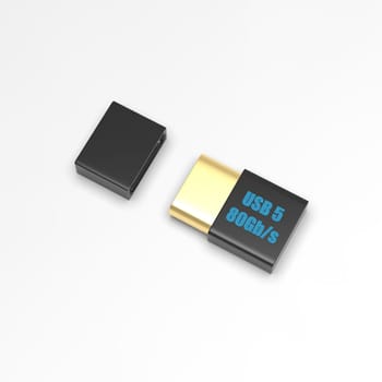 The 3d rendering USB stick isolated on white background