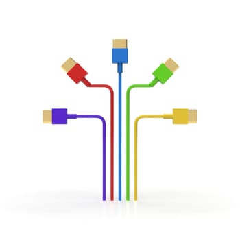 3d rendering of USB cable ICON isolated with clear background