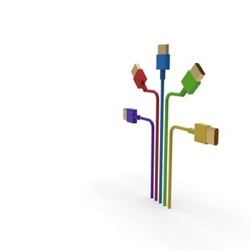 3d rendering of USB cable ICON isolated with clear background