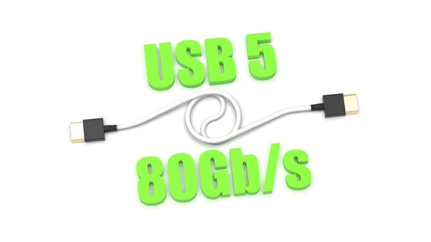 3d rendering of USB cable ICON isolated with clear background
