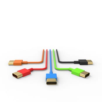 3d rendering of USB cable ICON isolated with clear background