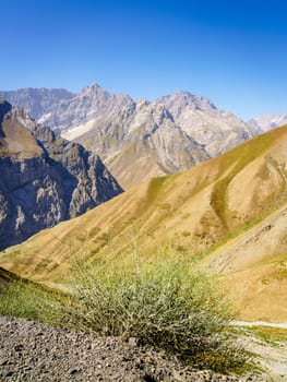 A spectacular view of the the Zarafshan Mountain Range from Anzob Pass in Tajikistan