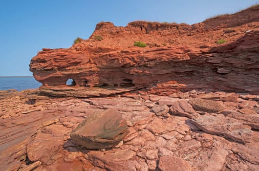 Eroded Rocks on Coastal Cliffs on the North Cape of Prince Edward Island