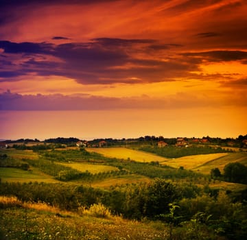 Beautiful sunset in the coutryside