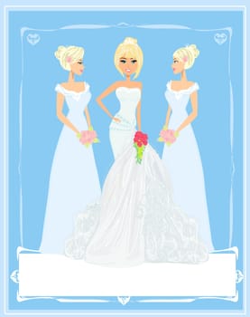 beautiful bride and her bridesmaid friends - card
