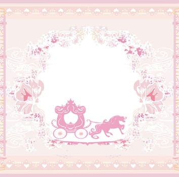 Vintage carriage - pink wedding  invitation card