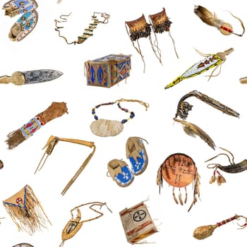Texture made from images of items belonging to the North American Indians Sioux , Lakota