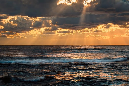 Sunset on the Baltic sea. Tuja, Latvia