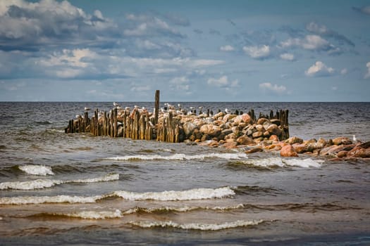 Old pier in the Baltic sea
