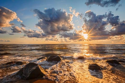 Sunset on the Baltic sea. Tuja, Latvia