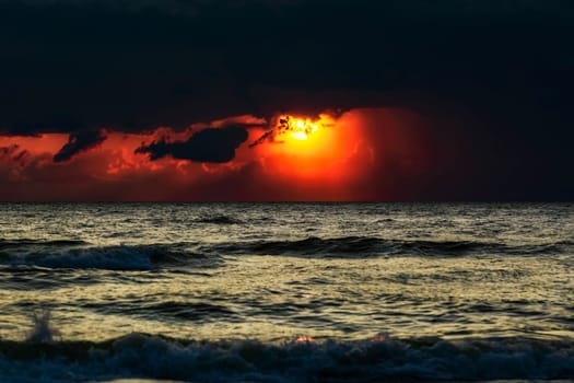 Sunset on the Baltic sea. Tuja, Latvia